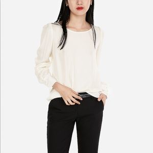 NWT Express - Ivory Puff Sleeve Button-Cuff Top